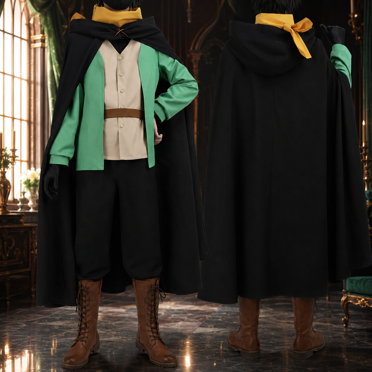 Re:Zero Subaru Natsuki Cosplay Set | Green Coat & Black Cloak