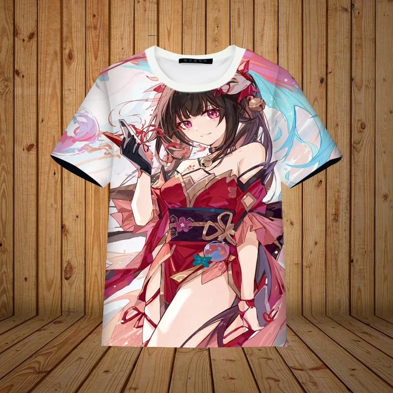 Honkai Star Himeko Sparkle Print 3D Oversized T-shirts