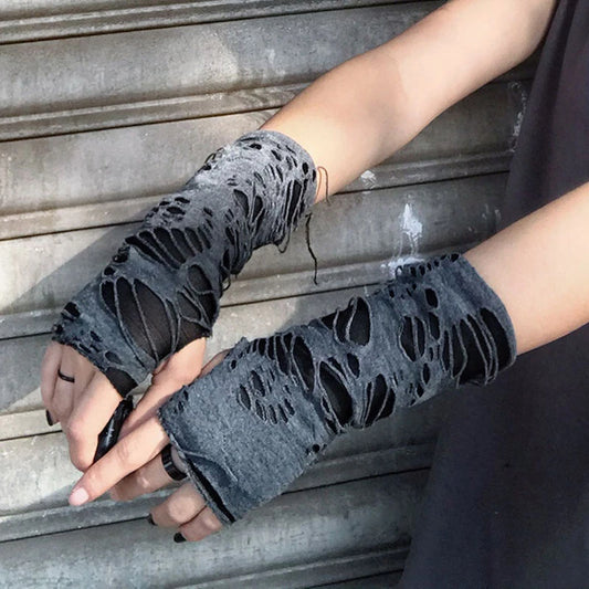 Gothic Fingerless Gloves - Punk Rock Style