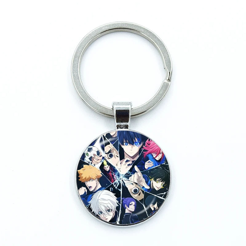 Blue Lock Glass Dome Keychain