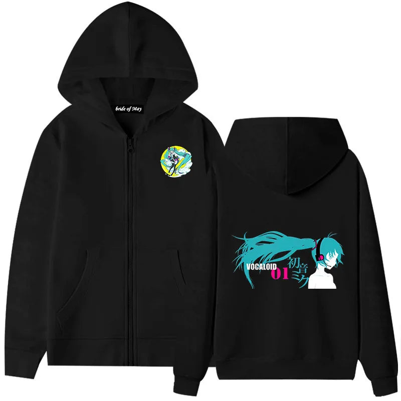 Hatsune Miku Anime Zippered Hoodie