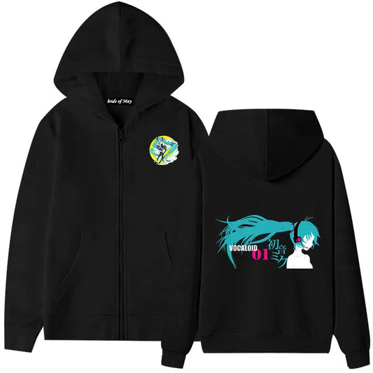 Hatsune Miku Anime Zippered Hoodie