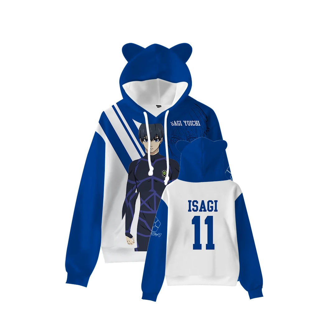 Harajuku BLUE LOCK Cat Ear Stylish Hoodie