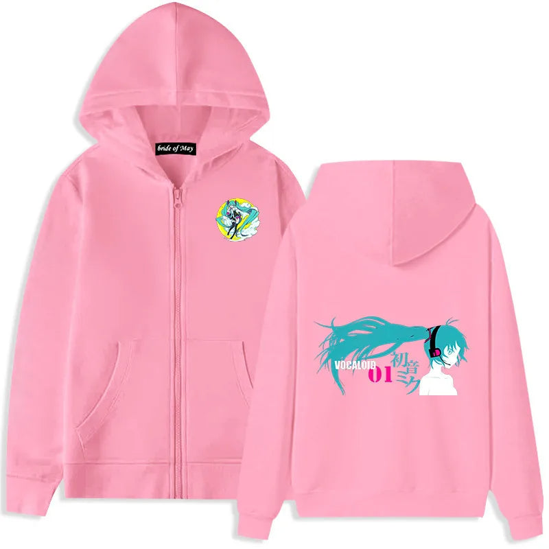 Hatsune Miku Anime Zippered Hoodie
