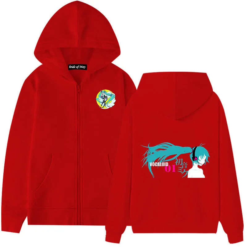 Hatsune Miku Anime Zippered Hoodie