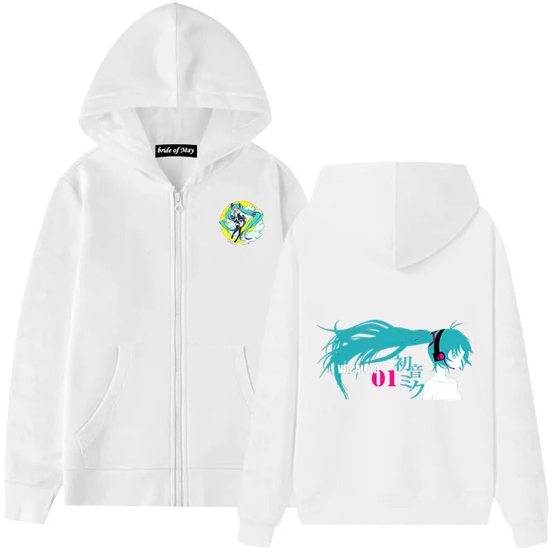 Hatsune Miku Anime Zippered Hoodie