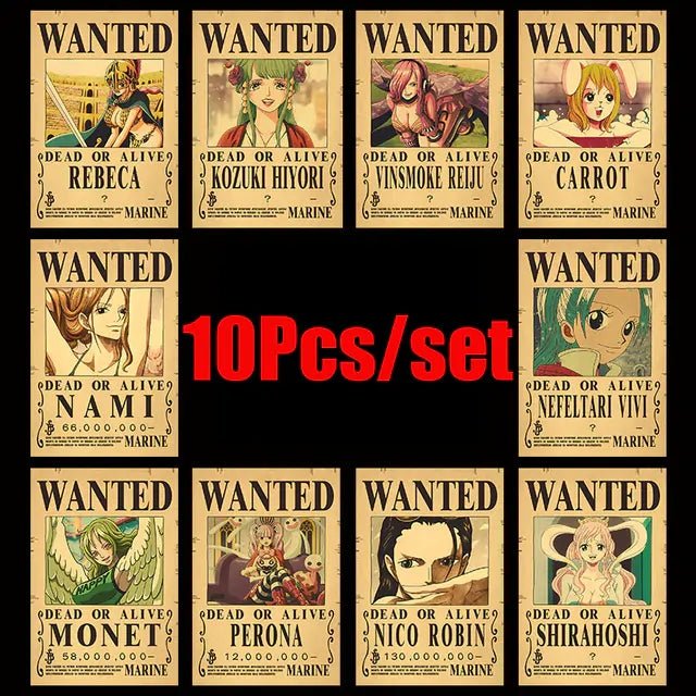 10Pcs/set One Piece Anime Vintage Posters