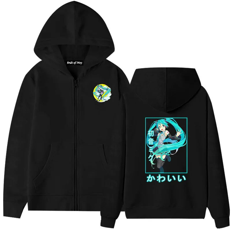 Hatsune Miku Anime Zippered Hoodie