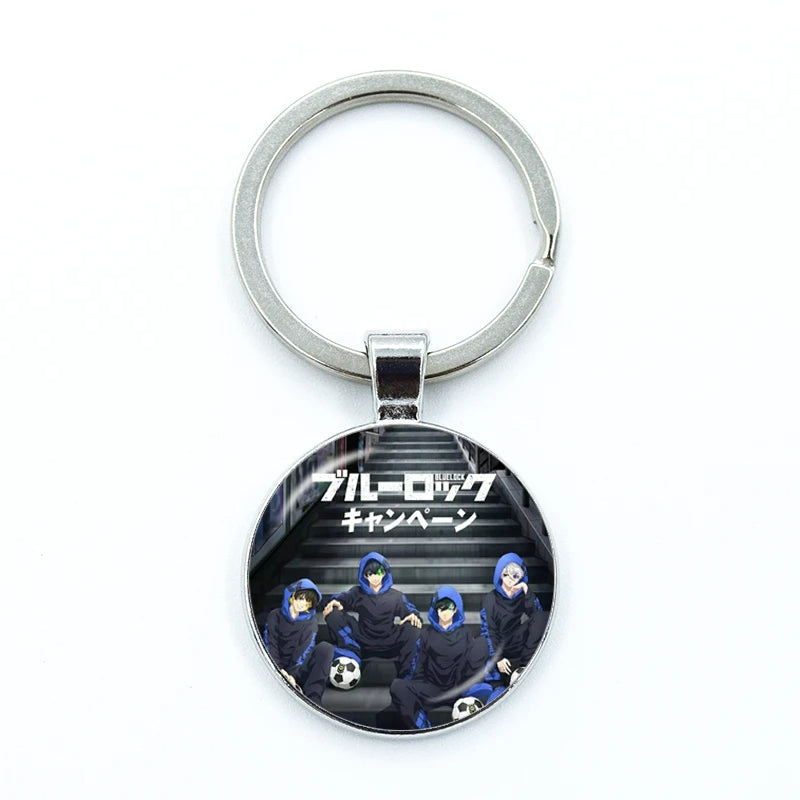 Blue Lock Glass Dome Keychain