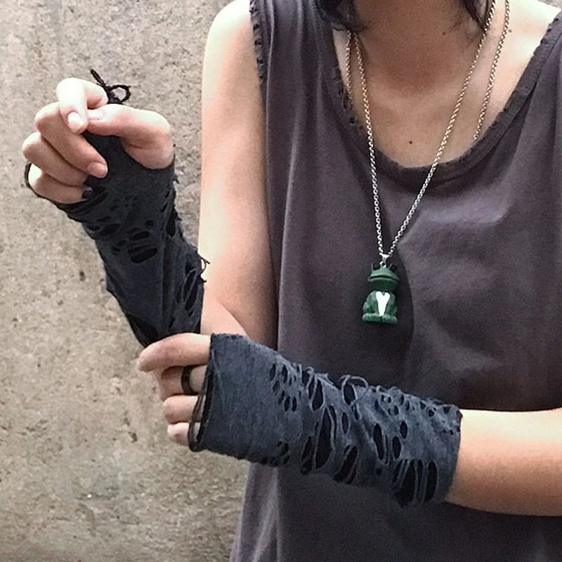 Gothic Fingerless Gloves - Punk Rock Style