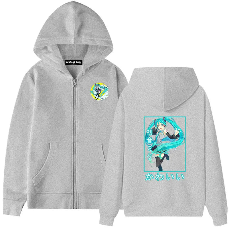 Hatsune Miku Anime Zippered Hoodie