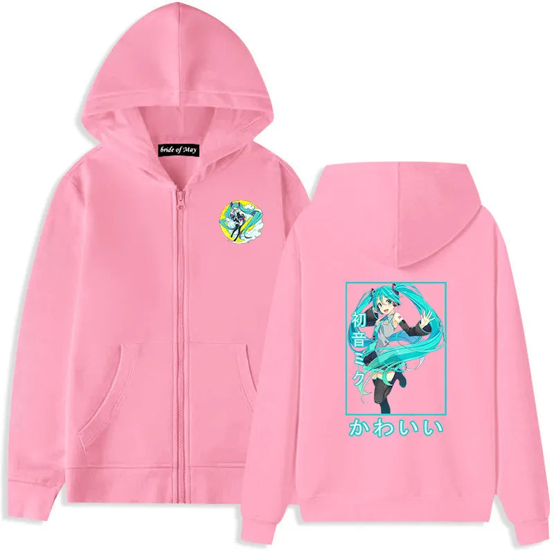 Hatsune Miku Anime Zippered Hoodie