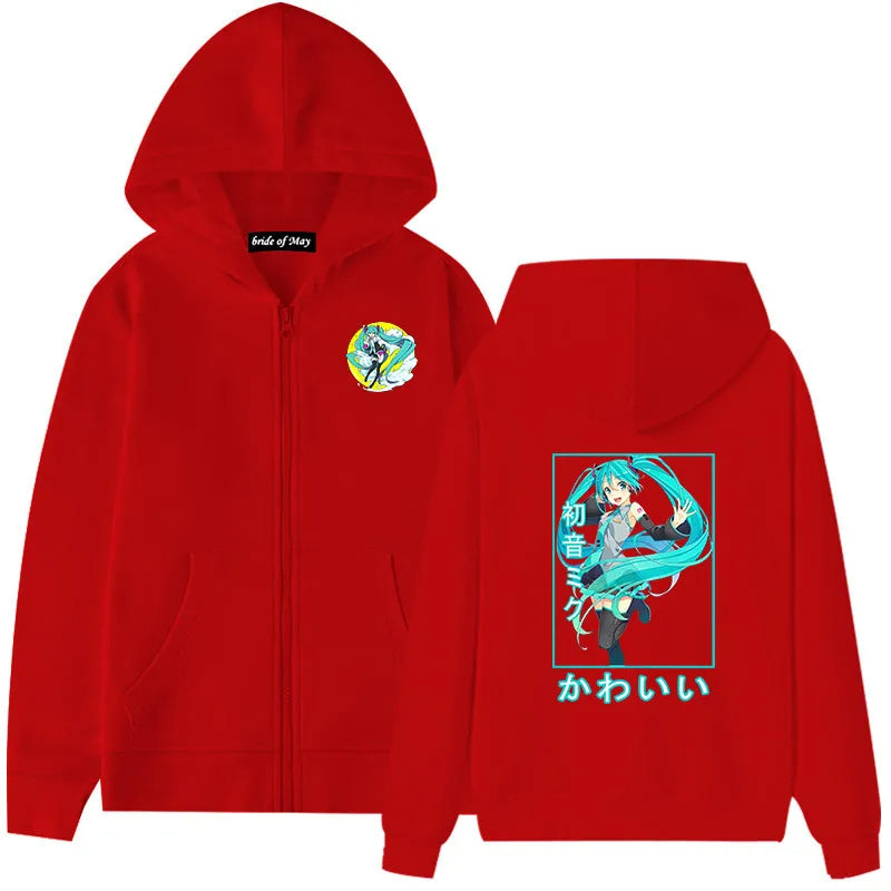 Hatsune Miku Anime Zippered Hoodie