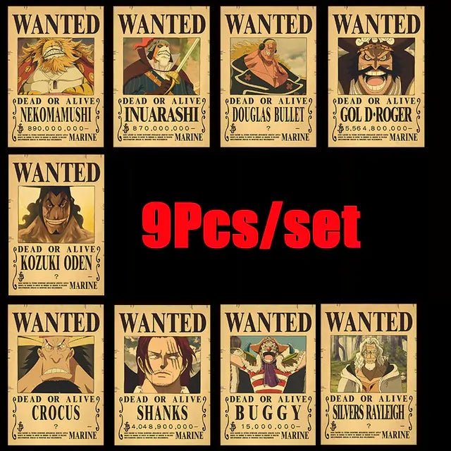 10Pcs/set One Piece Anime Vintage Posters