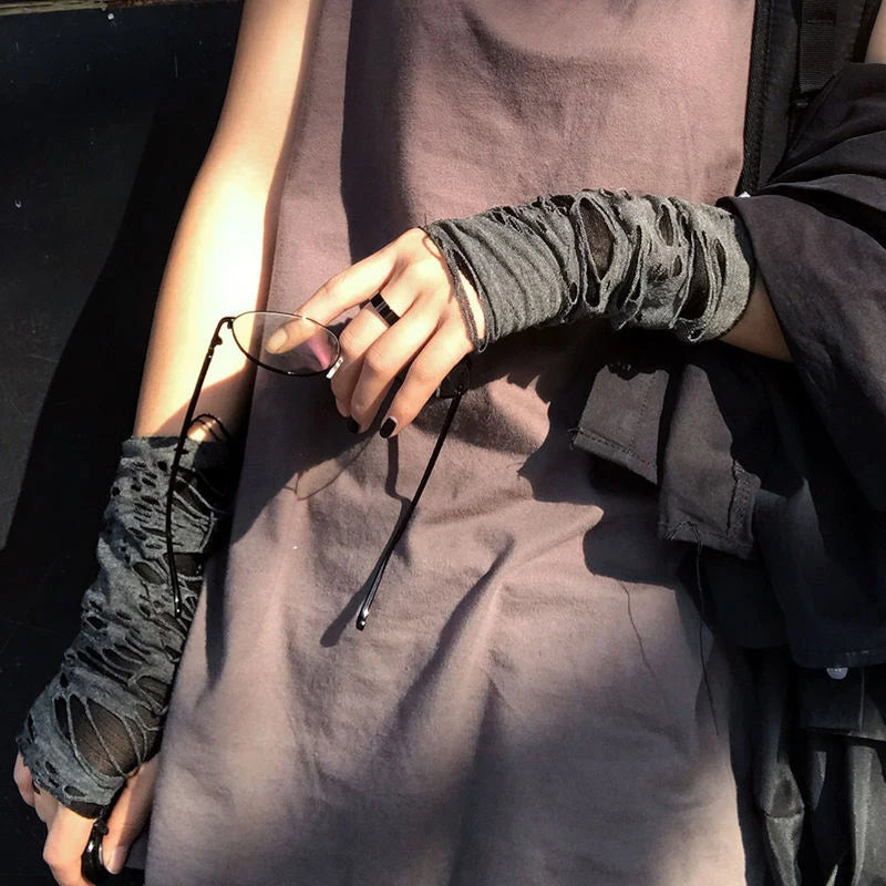 Gothic Fingerless Gloves - Punk Rock Style