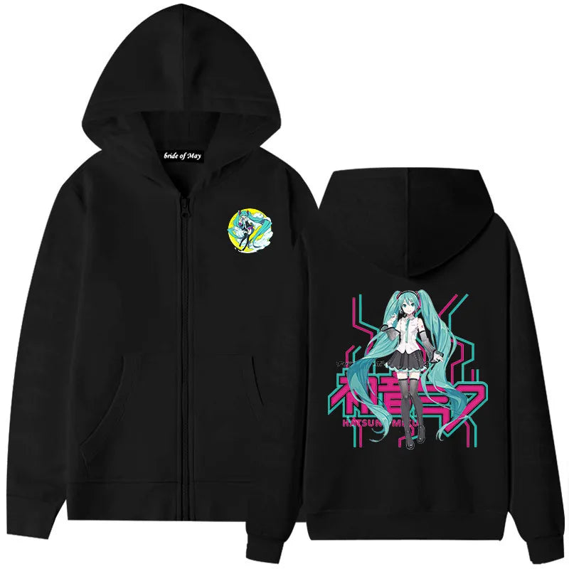 Hatsune Miku Anime Zippered Hoodie