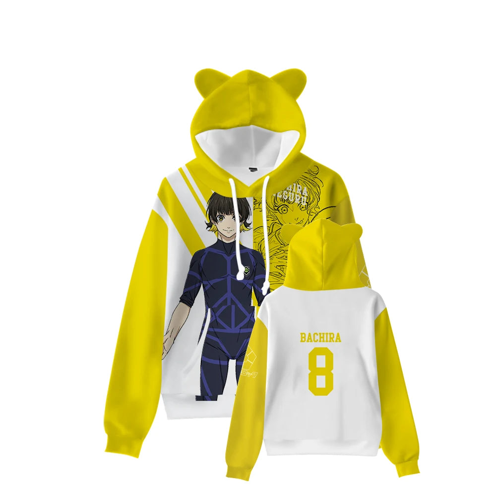 Harajuku BLUE LOCK Cat Ear Stylish Hoodie
