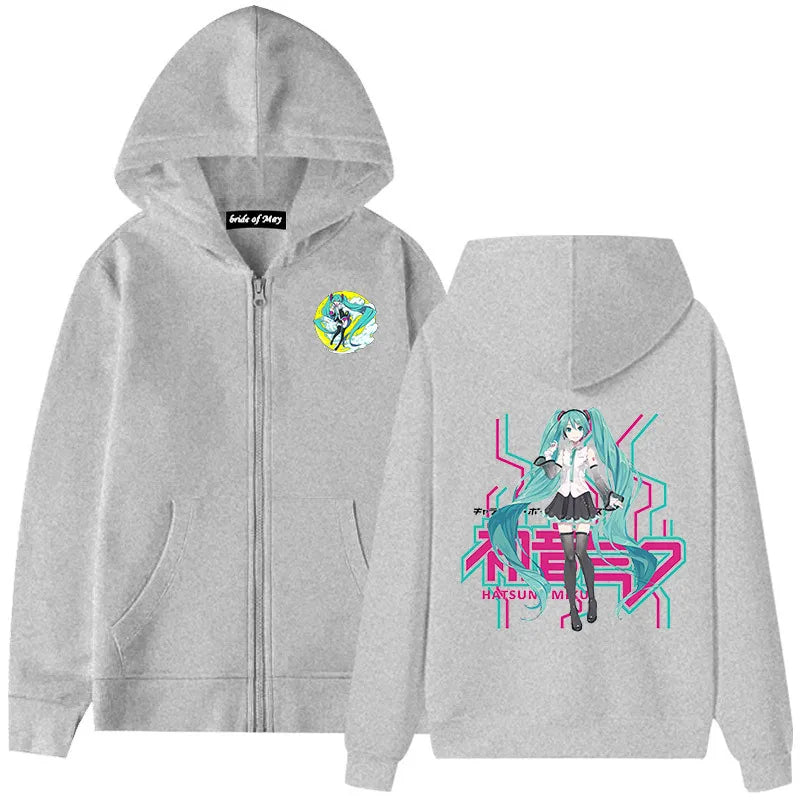 Hatsune Miku Anime Zippered Hoodie