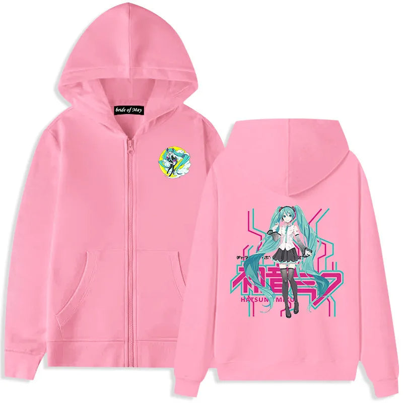 Hatsune Miku Anime Zippered Hoodie