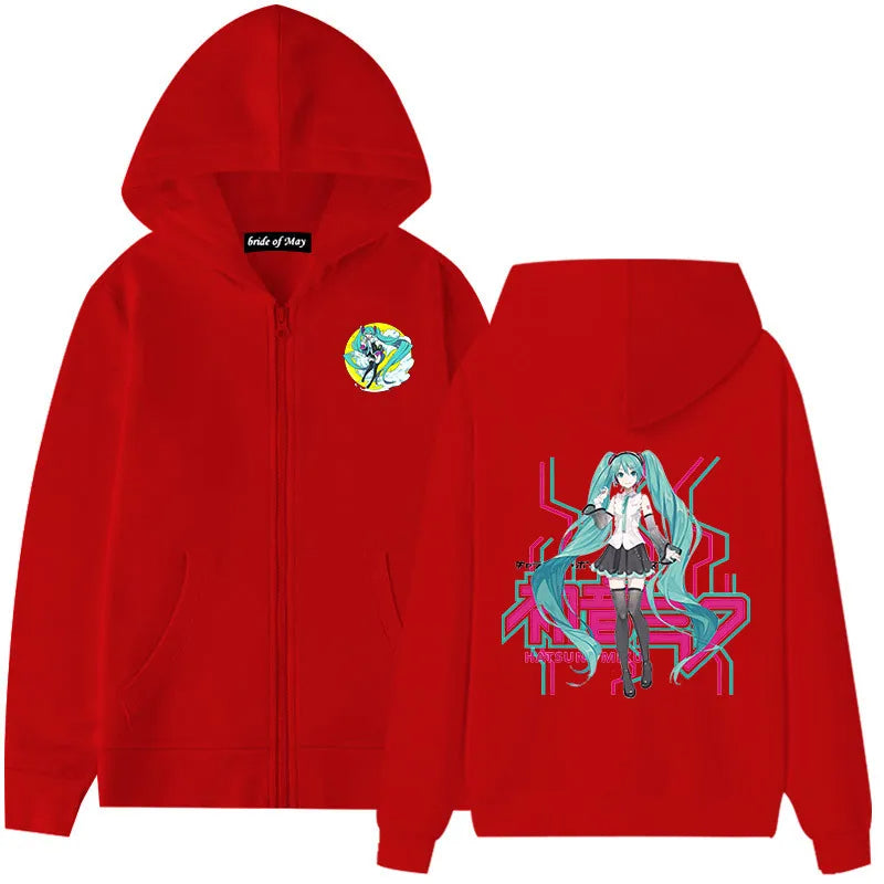 Hatsune Miku Anime Zippered Hoodie