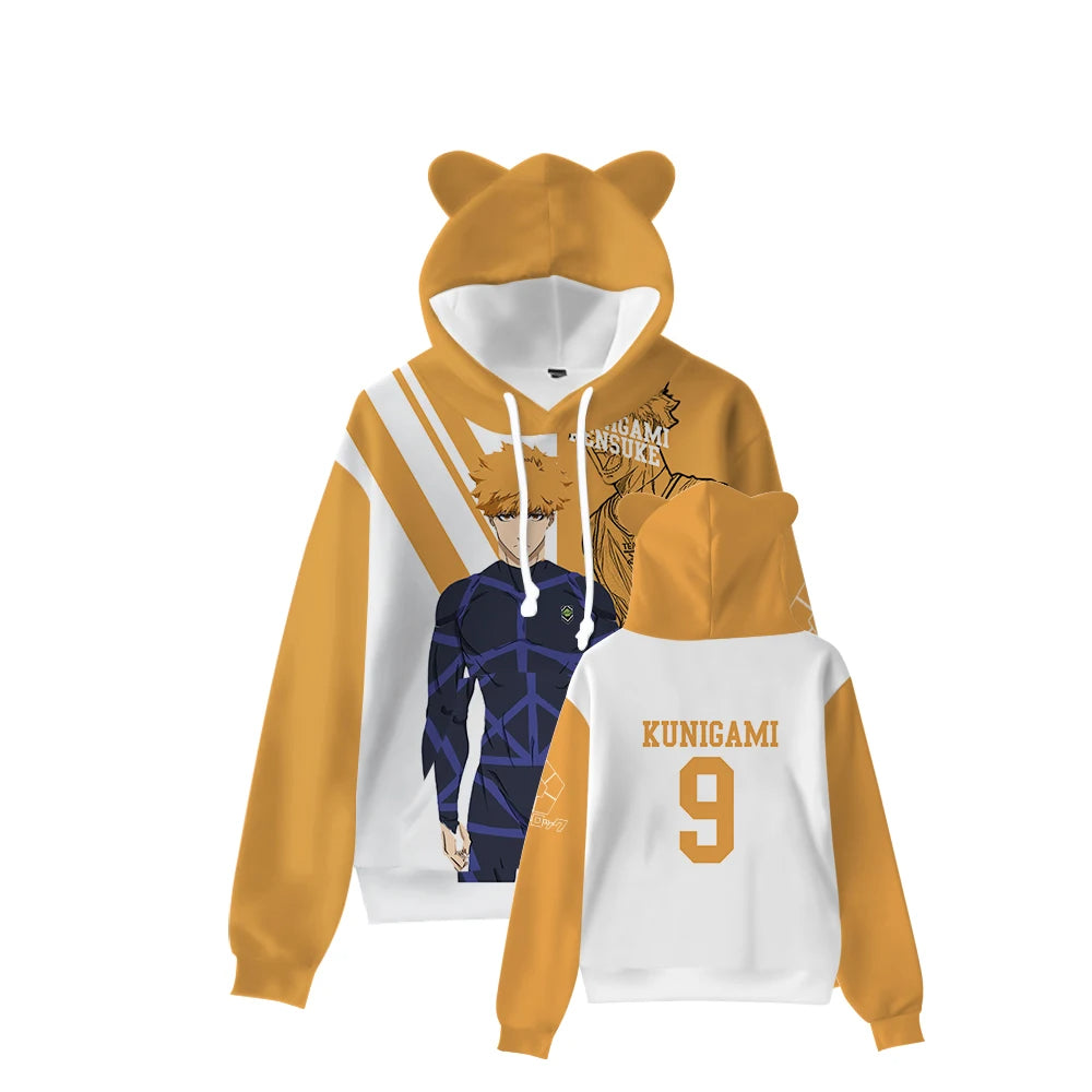Harajuku BLUE LOCK Cat Ear Stylish Hoodie