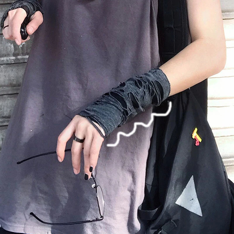 Gothic Fingerless Gloves - Punk Rock Style
