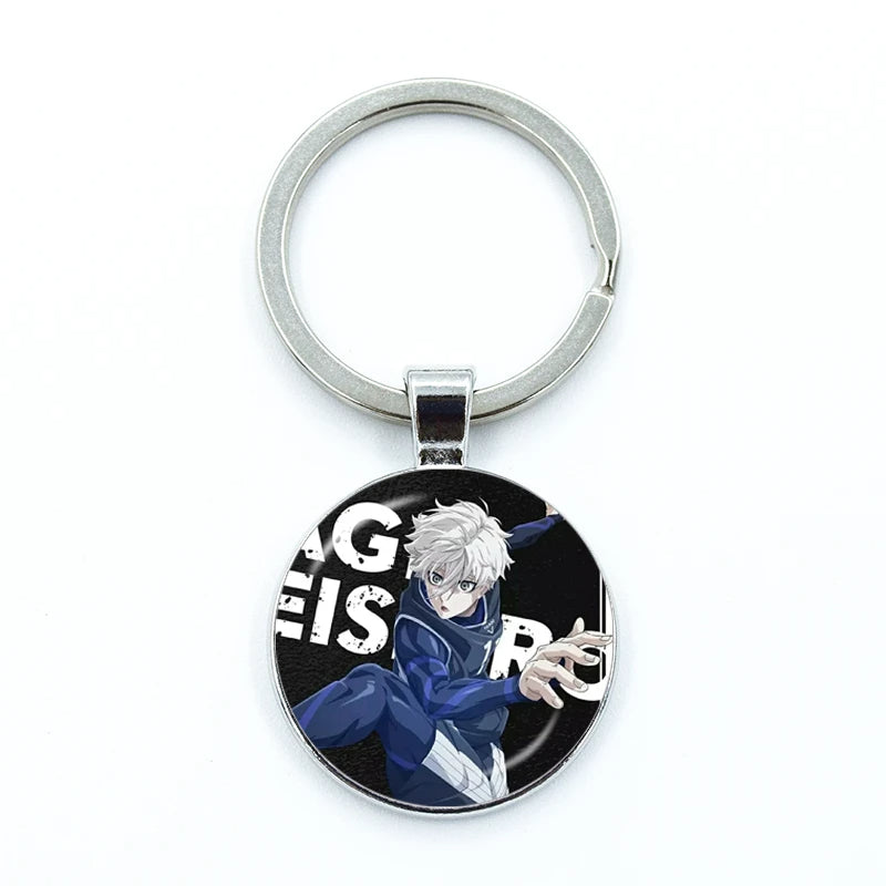 Blue Lock Glass Dome Keychain