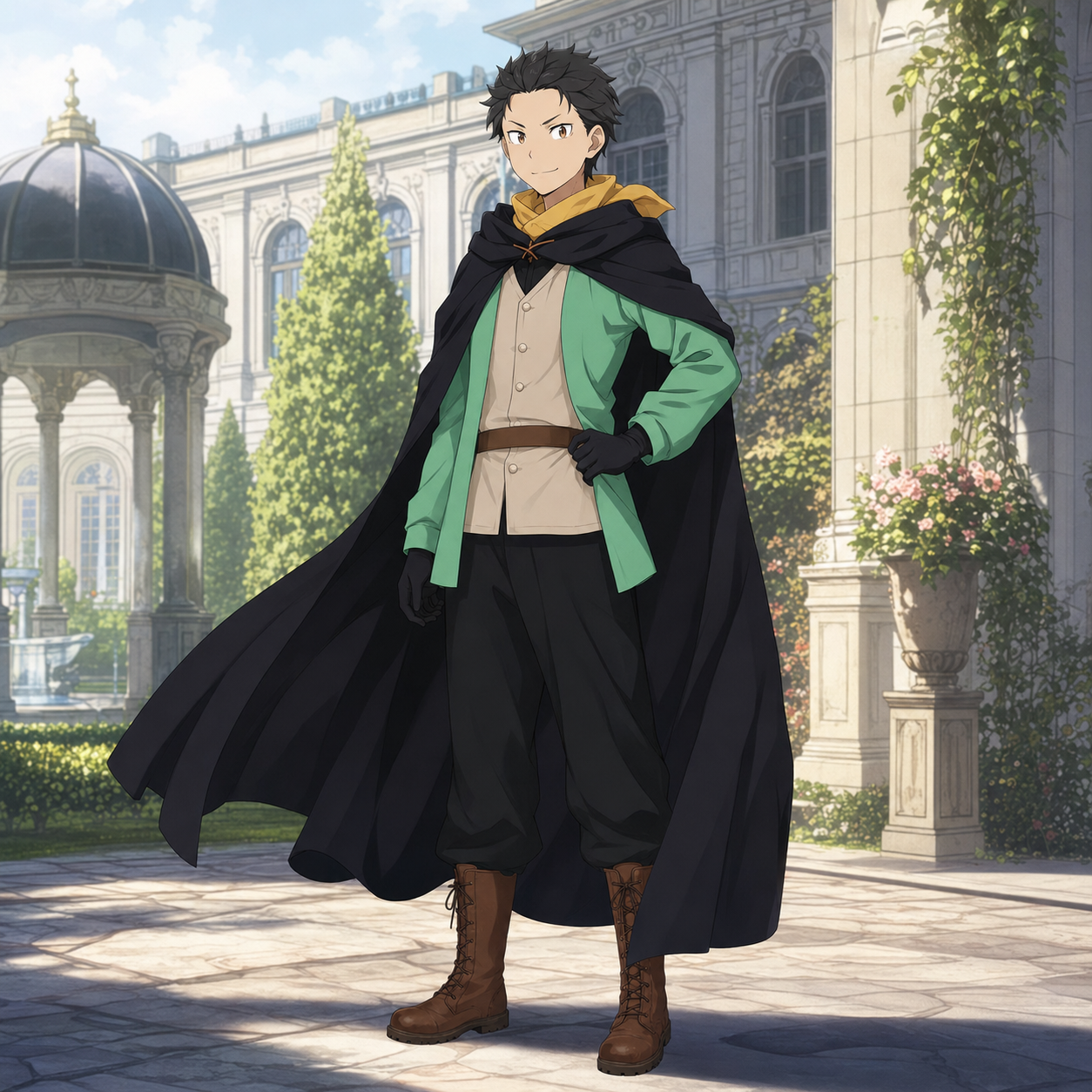 Re:Zero Subaru Natsuki Cosplay Set | Green Coat & Black Cloak