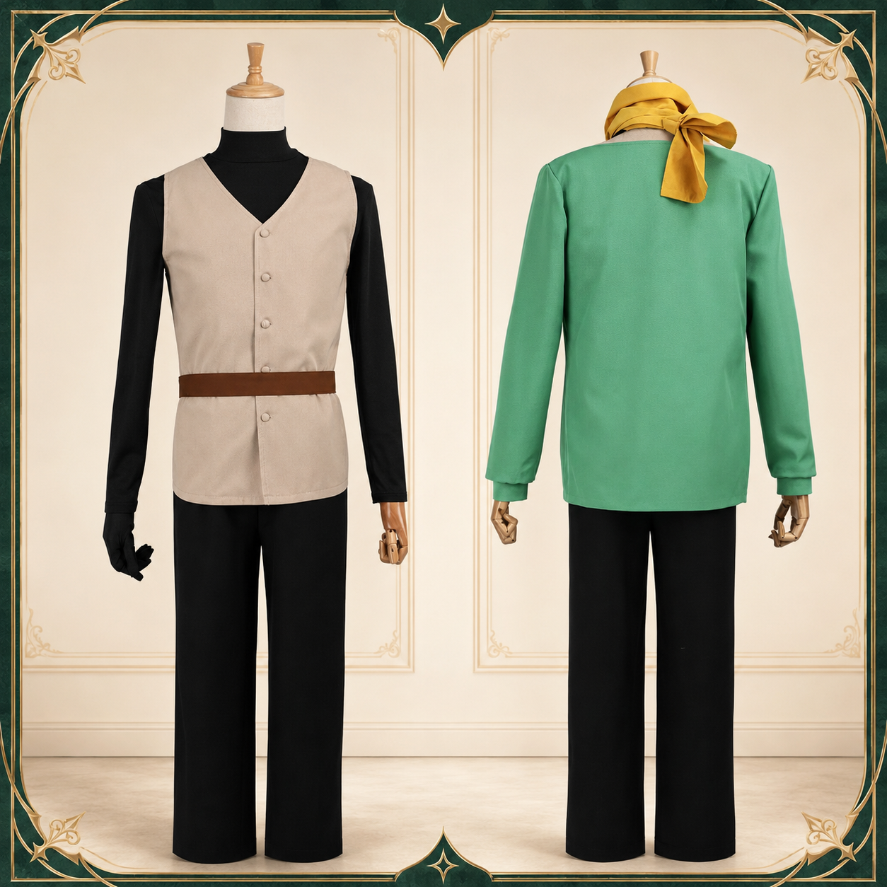 Re:Zero Subaru Natsuki Cosplay Set | Green Coat & Black Cloak