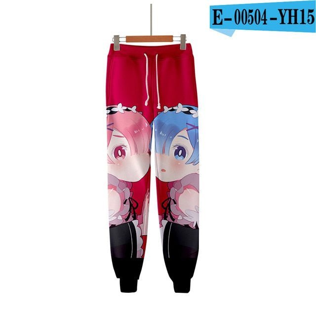 3D Pants Re Zero Rem and Ram