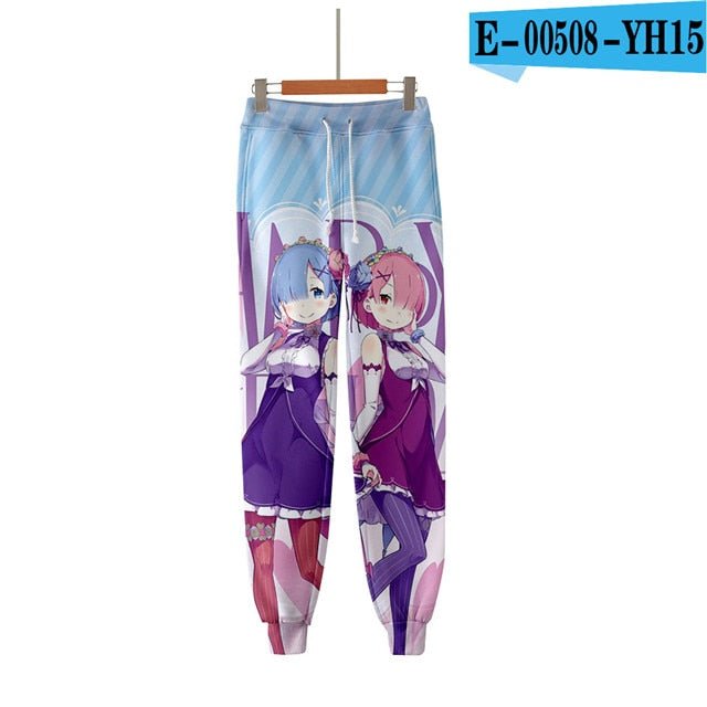 3D Pants Re Zero Rem and Ram