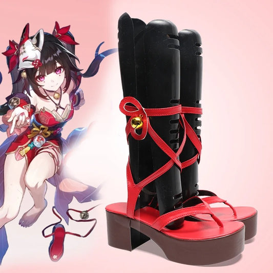 Honkai Star Sparkle Cosplay Red Strap Clogs Japanese slippers