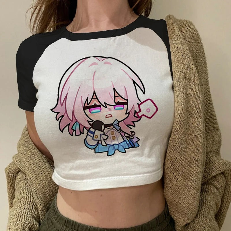 Honkai Star Rail Anime Crewneck Short T Shirt Women