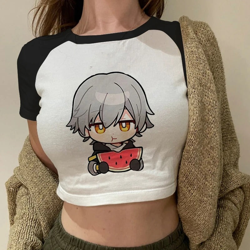 Honkai Star Rail Anime Crewneck Short T Shirt Women