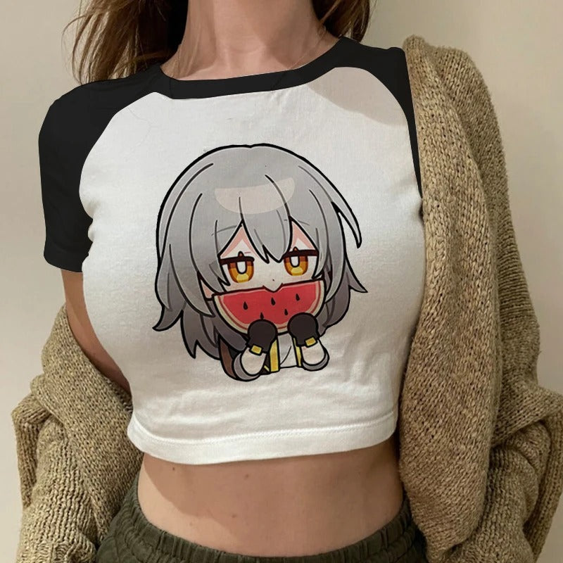 Honkai Star Rail Anime Crewneck Short T Shirt Women