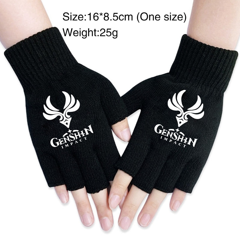 Genshin Impact Knitted Black Gloves