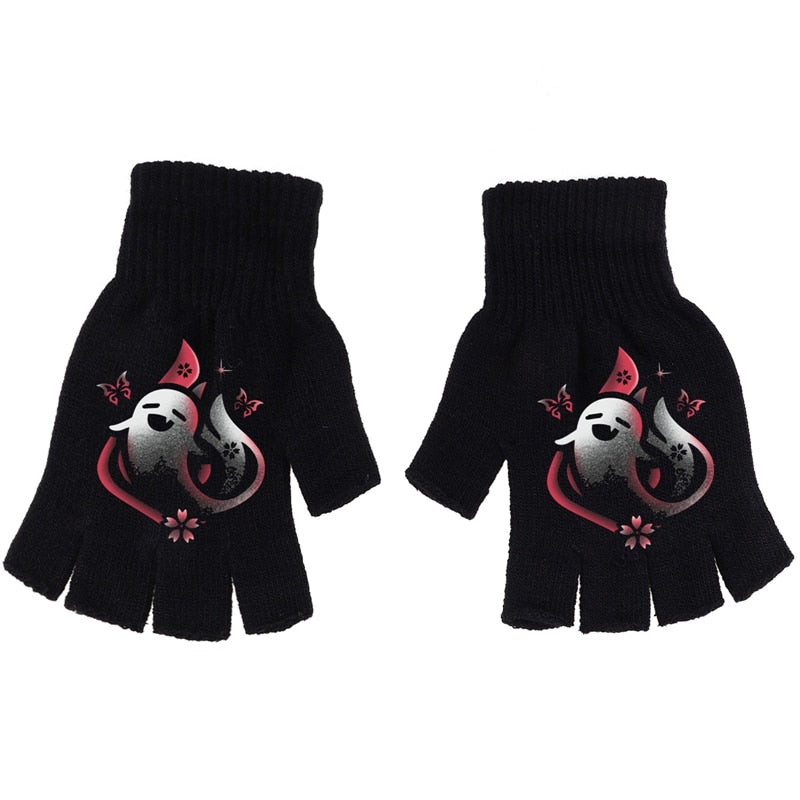 Genshin Impact Knitted Black Gloves