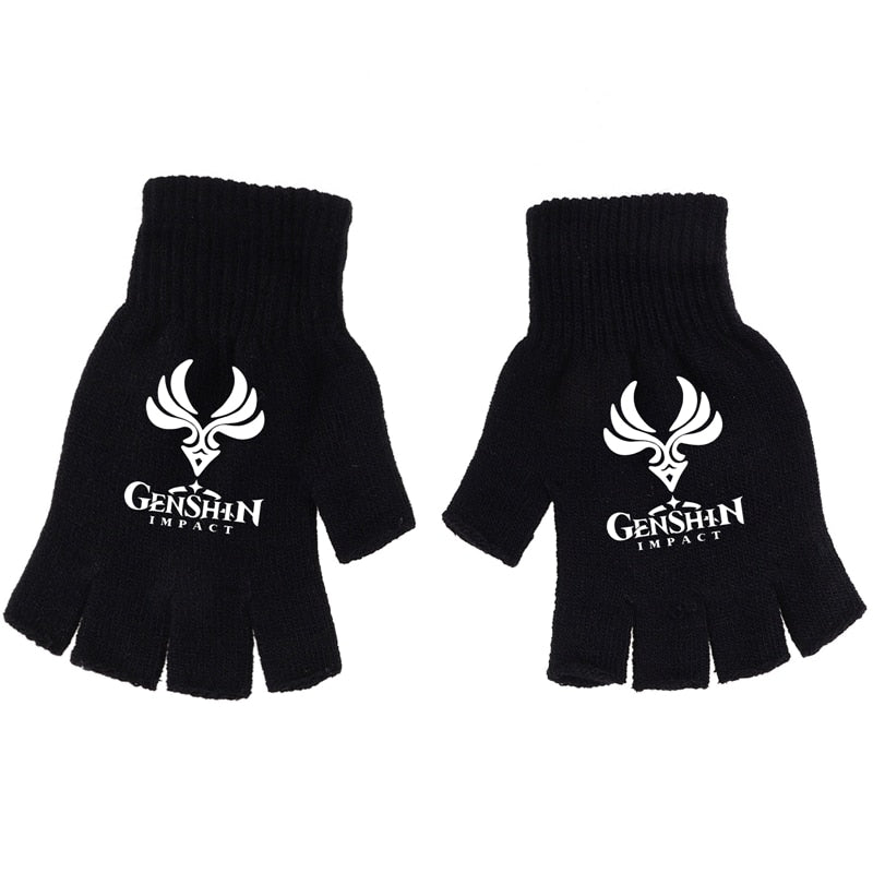 Genshin Impact Knitted Black Gloves