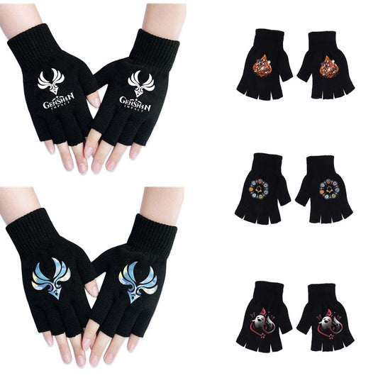 Genshin Impact Knitted Black Gloves