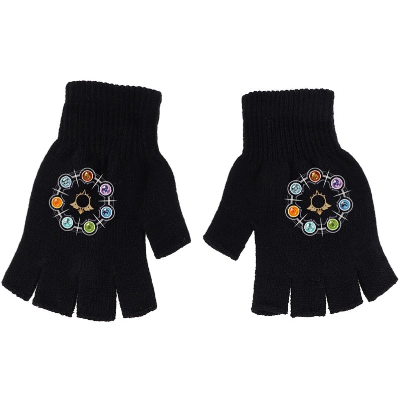 Genshin Impact Knitted Black Gloves