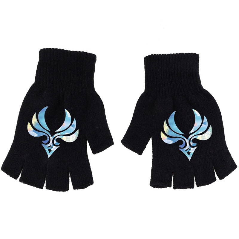 Genshin Impact Knitted Black Gloves