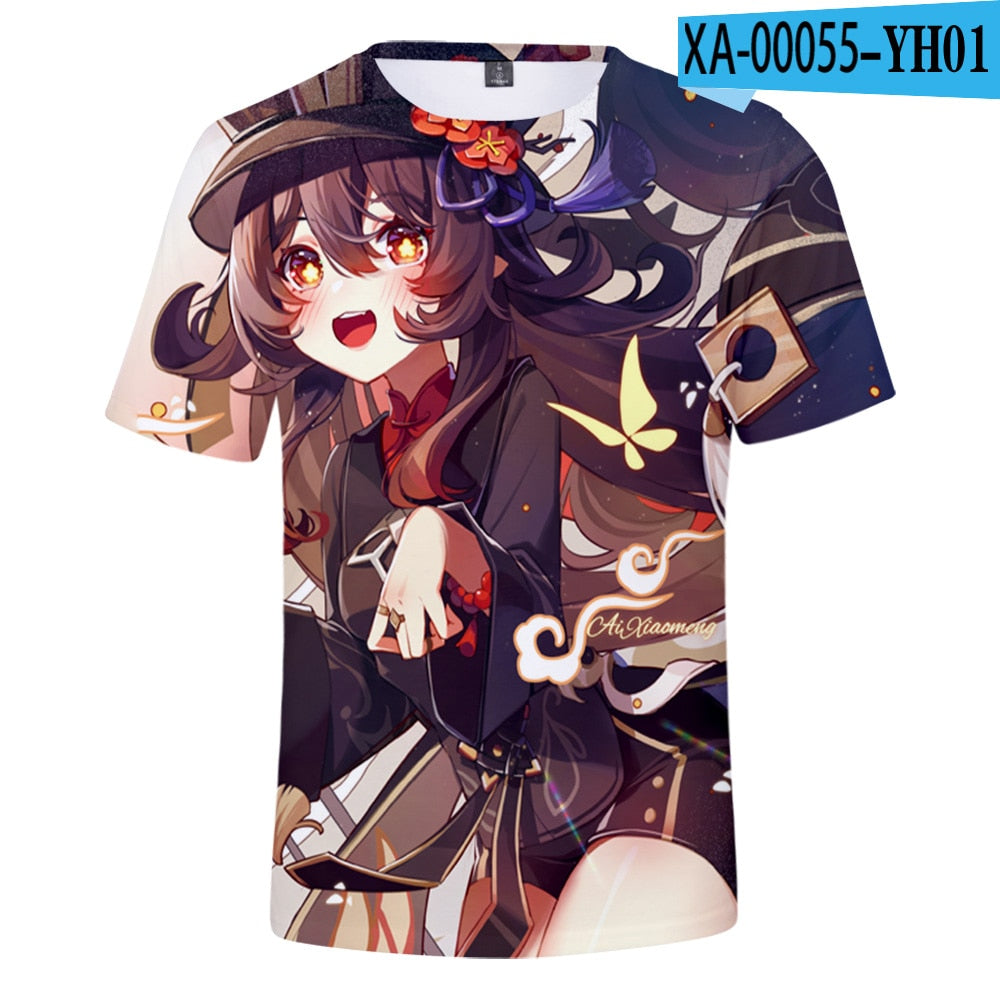 Game Genshin Impact Hu Tao 3D T-Shirts