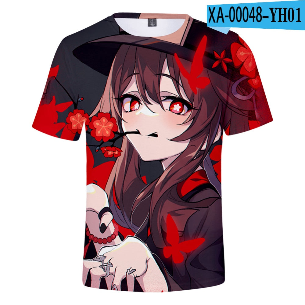 Game Genshin Impact Hu Tao 3D T-Shirts