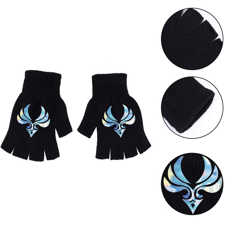 Genshin Impact Knitted Black Gloves