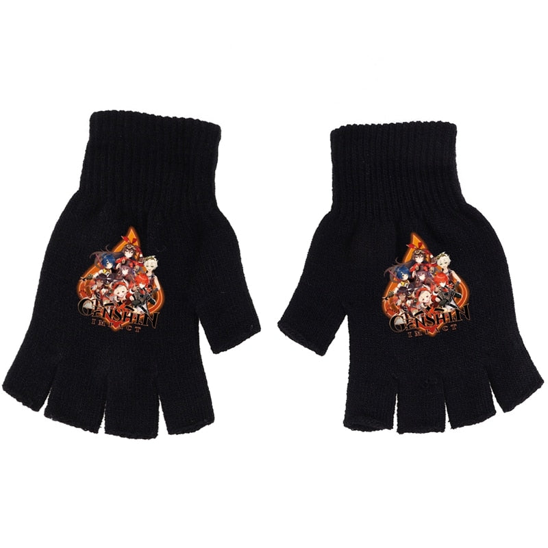 Genshin Impact Knitted Black Gloves