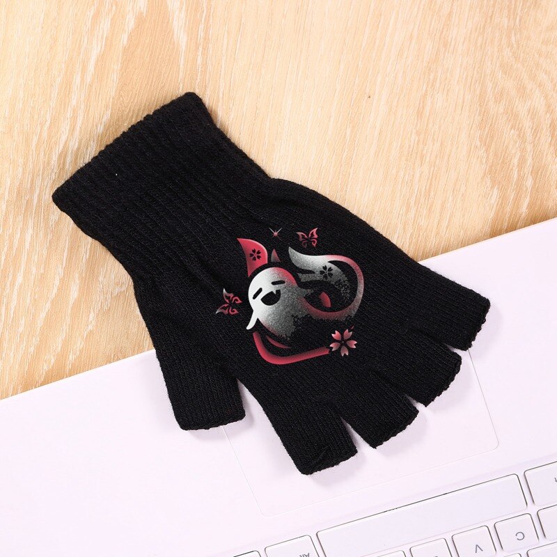 Genshin Impact Knitted Black Gloves