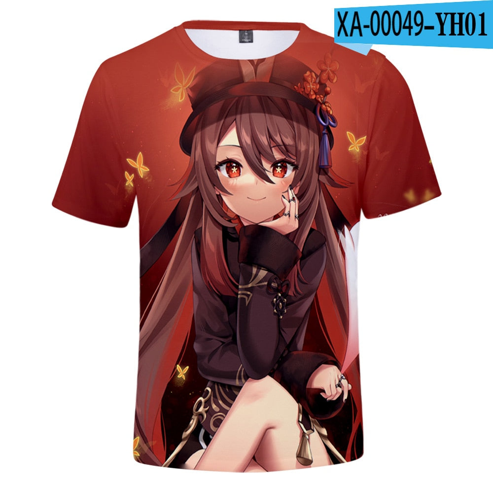 Game Genshin Impact Hu Tao 3D T-Shirts