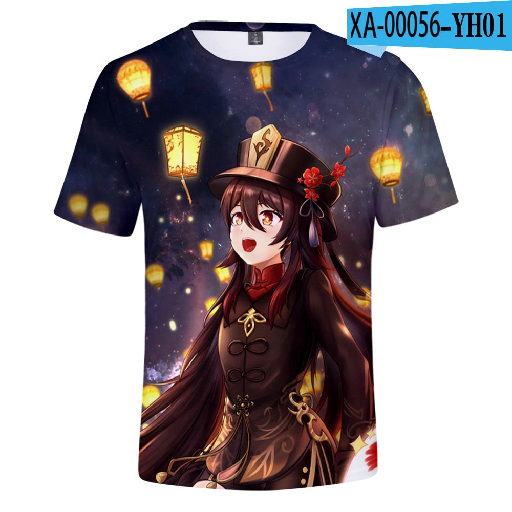 Game Genshin Impact Hu Tao 3D T-Shirts