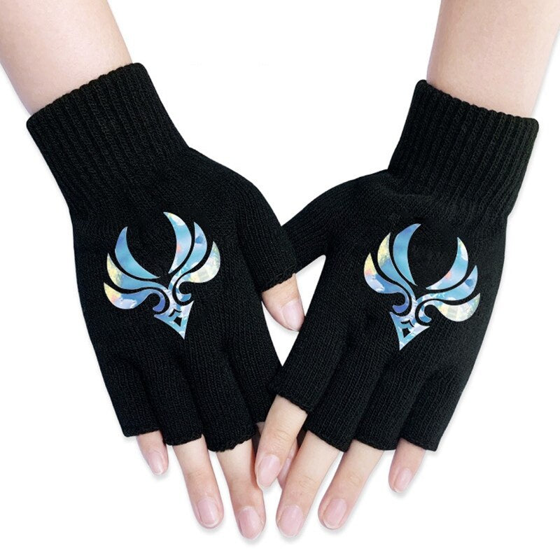 Genshin Impact Knitted Black Gloves