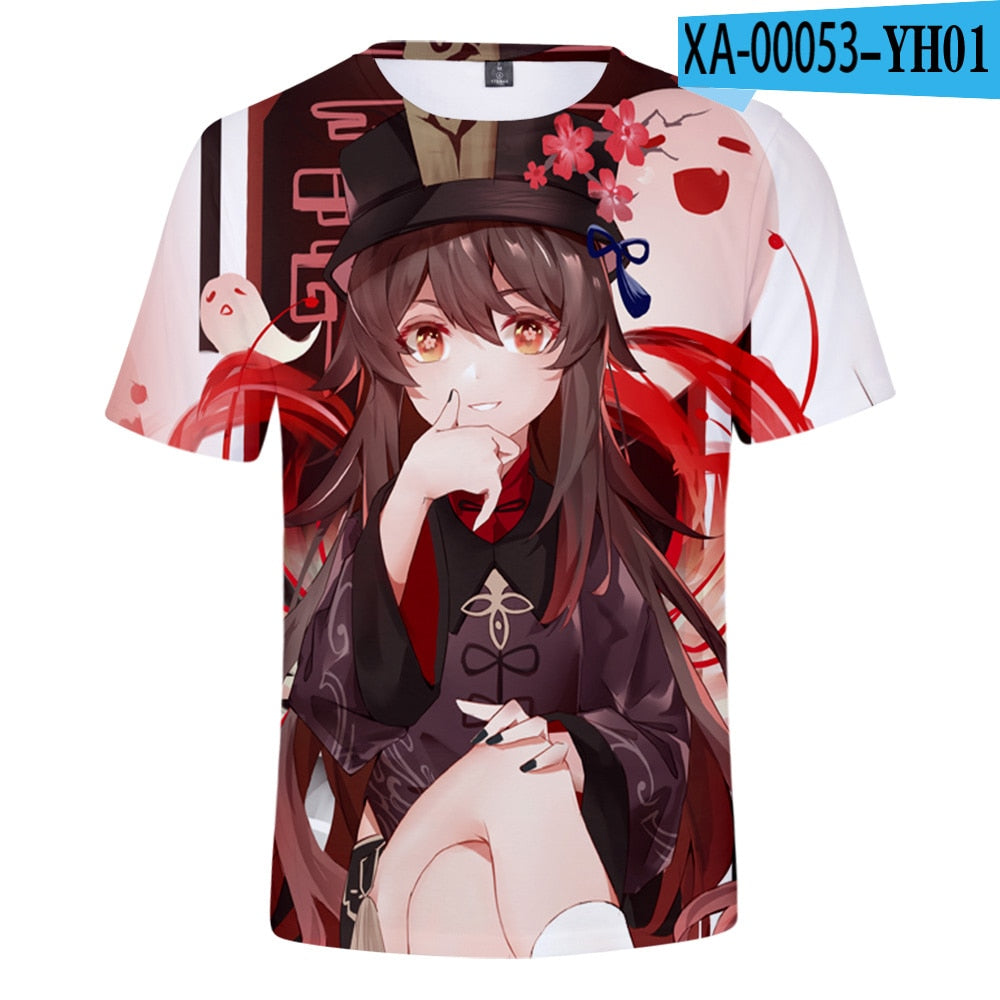 Game Genshin Impact Hu Tao 3D T-Shirts